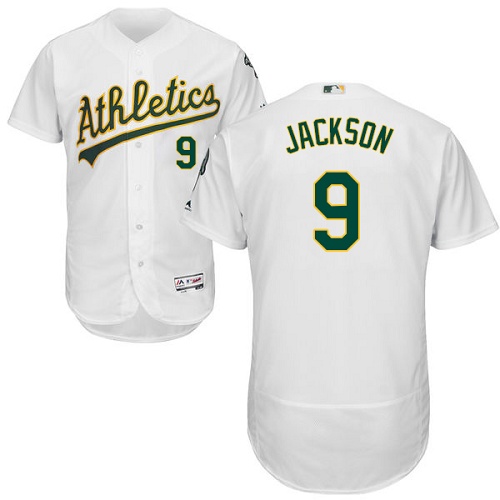 Athletics #9 Reggie Jackson White Flexbase Authentic Collection Stitched MLB Jersey